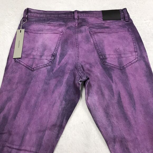 NWT HUDSON Slim Straight Jean Men 32x34 Purple Streak Wash Stretch Denim Blake - Picture 5 of 15